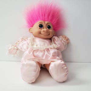 Vintage Russ Troll Doll Kidz, Girl Troll, Pink Hair, Large Soft Body Trolls 12&quot;