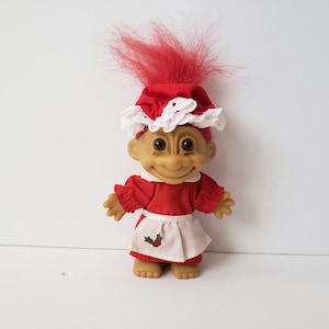 Vintage Russ Christmas Troll Doll, Mrs. Claus, Santa Claus Troll, Red Hair, 5&quot; Trolls