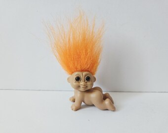 Vintage Russ Troll Doll, Crawling Baby, Orange Hair Trolls UK