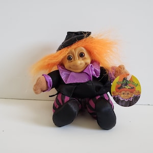 Vintage Russ Troll Doll Halloween Witch Orange Hair 5&quot; Trolls NOS with Tag