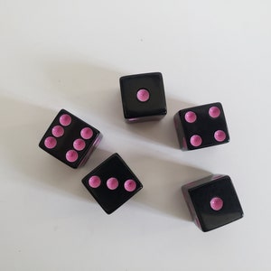 Lot of Black and Pink Dice, 16mm, Rainbow Colored Solid Dice, Extra Board Game Pieces, Crafts Fun Gift Unique Present