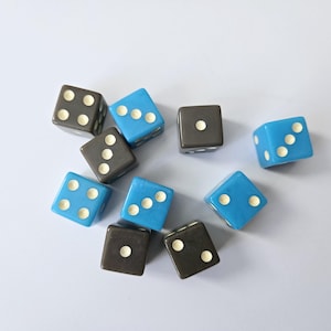 Lot of Aqua and Brown Dice, 16mm, Aqua Blue and Brown Colored Solid Dice, Extra Board Game Pieces, Crafts Fun Gift Unique Present