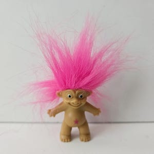 Vintage Treasure Troll Doll Pink Hair Trolls 1.5&quot; Mini Pencil Topper Troll