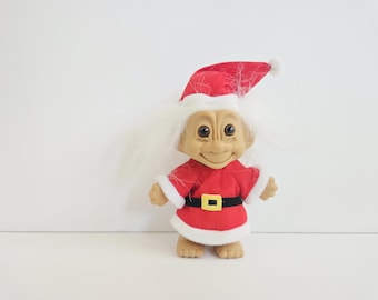 Muñeco trol ruso vintage, trol navideño, Papá Noel, trol de pelo blanco de 5 pulgadas