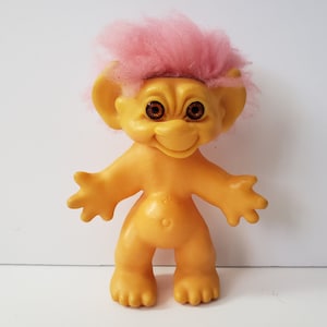 Vintage Dam Troll Doll, Thomas Dam, Unmarked Prototype, Original Pink Hair, 6&quot; Trolls, 1960s, 60s Troll Made In Denmark