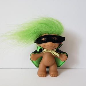 Vintage Russ Troll Doll, Halloween Vampire, Dracula, Green Hair Trolls 3&quot;