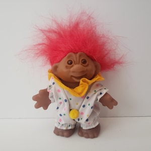 Vintage Dam Troll Doll, Clown, Red Hair Trolls 5&quot; Clown Troll,