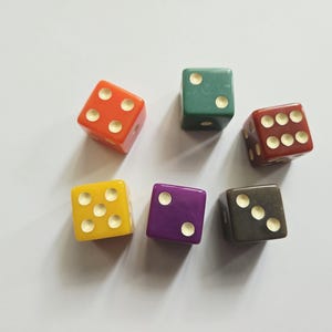 Lot of Colored Dice, 16mm, Rainbow Solid Dice, Extra Board Game Pieces, Crafts Fun Gift Unique Present