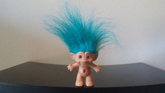 Vintage Ace Novelty Treasure Troll Doll Green Hair Red Heart Etsy