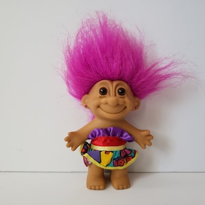 Vintage Russ Troll Doll, Totally 80s Clothes, Purple Hair 5&quot; Trolls