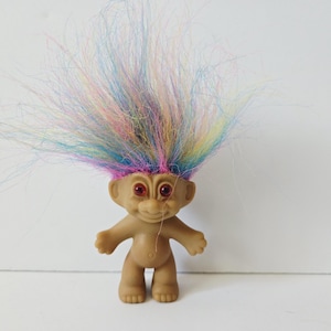 ヴィンテージ トロール人形 ボクサー、緑の髪、3 インチ トロール