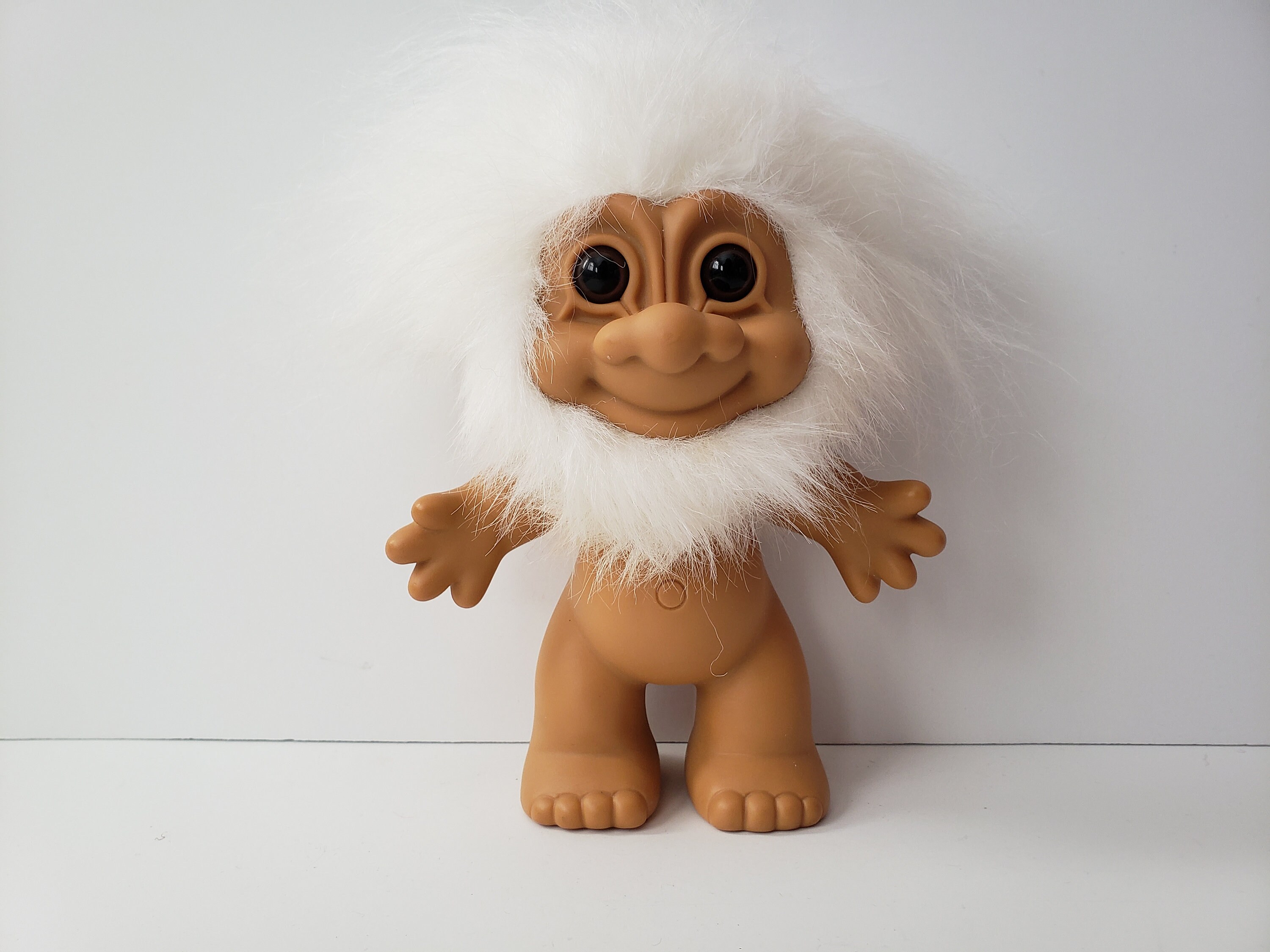 Vintage Russ Troll Doll, White Hair and Beard, Large 8