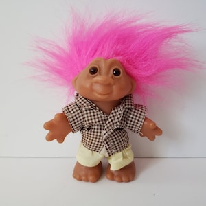 Vintage Dam Troll Doll, Pink Hair, 5&quot; Trolls
