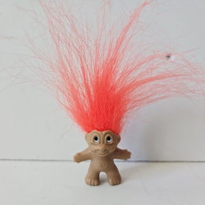 Vintage Dam Troll Doll Pencil Topper Orange Hair Trolls 1.5&quot; 1989