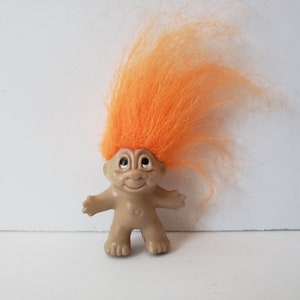 Vintage Dam Troll Doll Pencil Topper, Orange Hair, 1.5&quot; Trolls