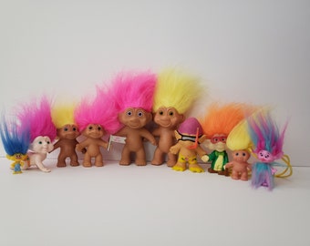 Huge Lot of Vintage Troll Dolls, Russ, Dam, Mini Trolls, Treasure Trolls