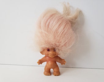 Vintage Dam Troll Doll, C64, 1964, Pink Hair, 2.5" Trolls, 1960s, c 64, 60s Troll Made In Denmark