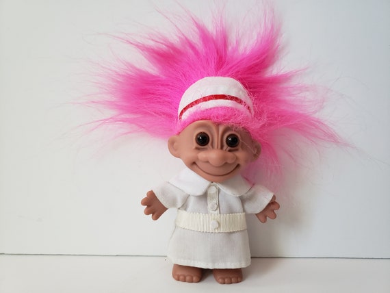Vintage Russ Troll Doll Nurse Pink Hair Trolls 5 Etsy UK