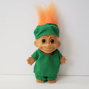 Vintage Russ Troll Doll Surgeon, Orange Hair, 5" Trolls, Doctor Gift, Dr Present, Nurse Troll