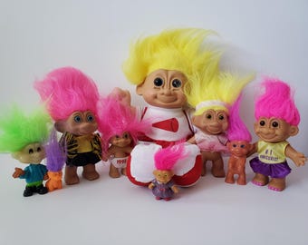Huge Lot of Vintage Troll Dolls, Russ, Dam, Treasure Trolls, Mini