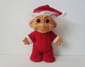 Vintage Russ Navidad Troll Muñeca Santa Claus Grande 8" Trolls