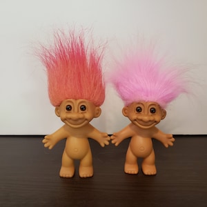 Vintage Russ Troll Dolls, BEST SELLER, 5 Naked Trolls, Yellow Orange Pink Red Purple Green Blue Gray White Peach Teal Rainbow hair image 10