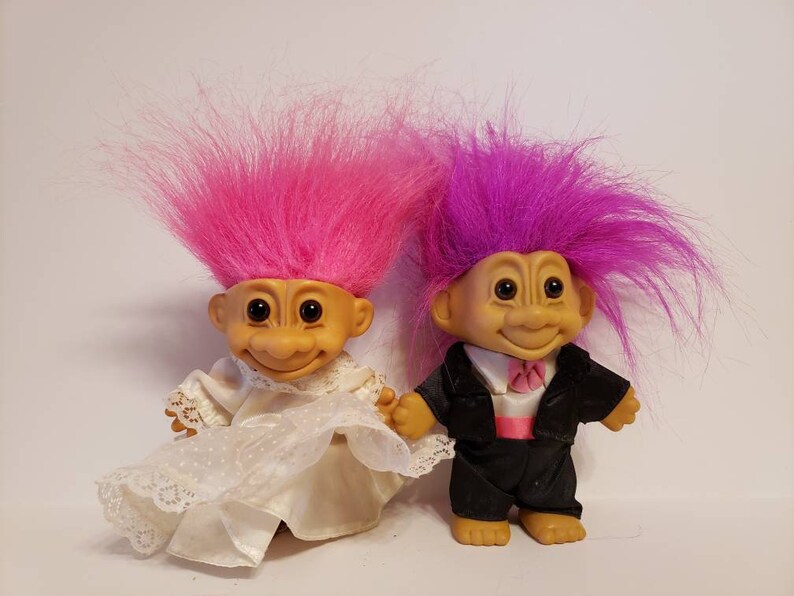 Vintage Russ Troll Doll Bride and Groom Wedding Trolls Pink | Etsy