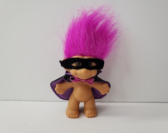 Vintage Russ Troll Doll Count Dracula Halloween Vampire, Purple Hair Trolls 3" Halloween Troll