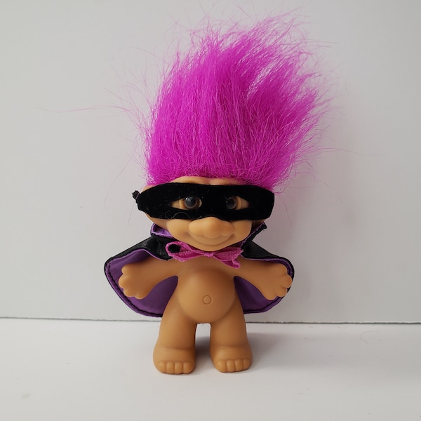 Vintage Russ Troll Doll Count Dracula Halloween Vampire, Purple Hair Trolls 3" Halloween Troll