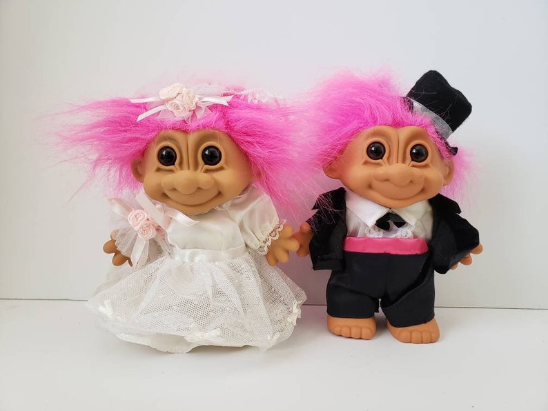 Vintage Russ Troll Doll Bride and Groom Wedding Trolls Pink - Etsy