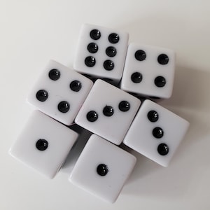 Lot of White Dice, 16mm Solid Dice, Extra Board Game Pieces, Crafts Fun Gift Unique Present