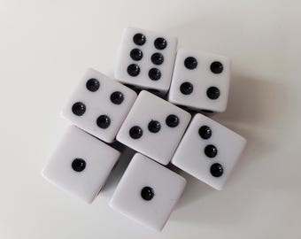 Lot of White Dice, 16mm Solid Dice, Extra Board Game Pieces, Crafts Fun Gift Unique Present