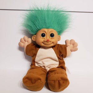 Vintage Russ Troll Puppe Weihnachten Rentier Rudolph Grün Haar trolls, Groß 12&quot; Kidz