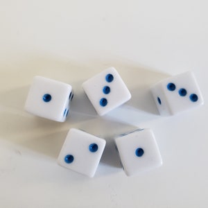 Lot of White and Blue Dice, 16mm, Rainbow Colored Solid Dice, Extra Board Game Pieces, Crafts Fun Gift Unique Present