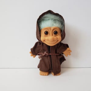 Vintage Troll Doll, Monk, Russ Troll Doll, Blue Hair Trolls 5&quot;
