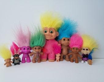 Huge Lot of Vintage Troll Dolls, Russ, Dam, Mini Trolls, Treasure Trolls