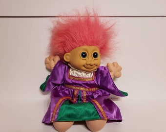 Vintage Russ Troll Doll Queen, Pink Hair, Large 12" Trolls, Kidz, Soft Body Kids