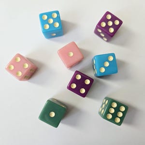 Lot of Colored Dice, 16mm, Solid Dice, Extra Board Game Pieces, Crafts Fun Gift Unique Present