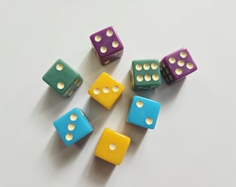 Lot of Colored Dice, 16mm, Solid Dice, Extra Board Game Pieces, Crafts Fun Gift Unique Present