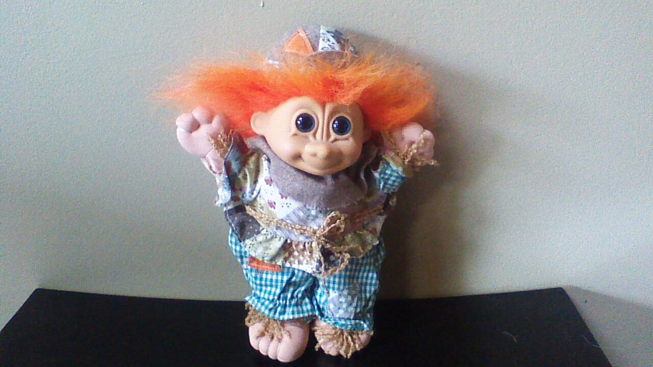 Vintage Russ Troll Doll Scarecrow Troll Orange Hair Trolls Etsy