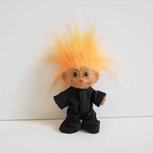 Vintage Russ Troll Doll Halloween Kitty Cat Costume, Orange Hair Trolls 3&quot;
