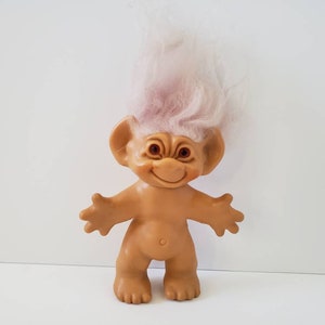 Vintage Wishnik Troll Doll, Uneeda Trolls, Unmarked Prototype, Original Light Purple Hair, 6&quot; Trolls, Double Horseshoe, 1960&#39;s 60s