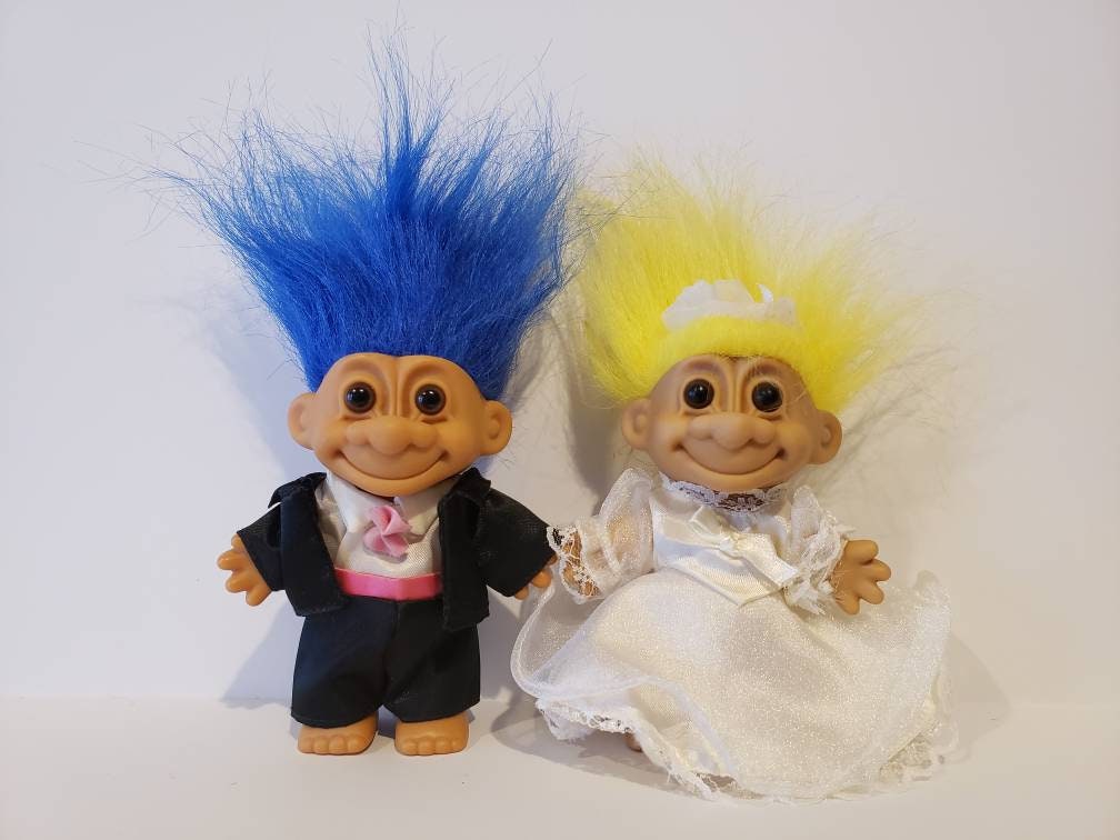 Vintage Russ Troll Doll Bride and Groom Wedding Trolls Yellow | Etsy
