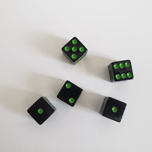 Lot of Black and Green Dice, 16mm, Rainbow Colored Solid Dice, Extra Board Game Pieces, Crafts Fun Gift Unique Present
