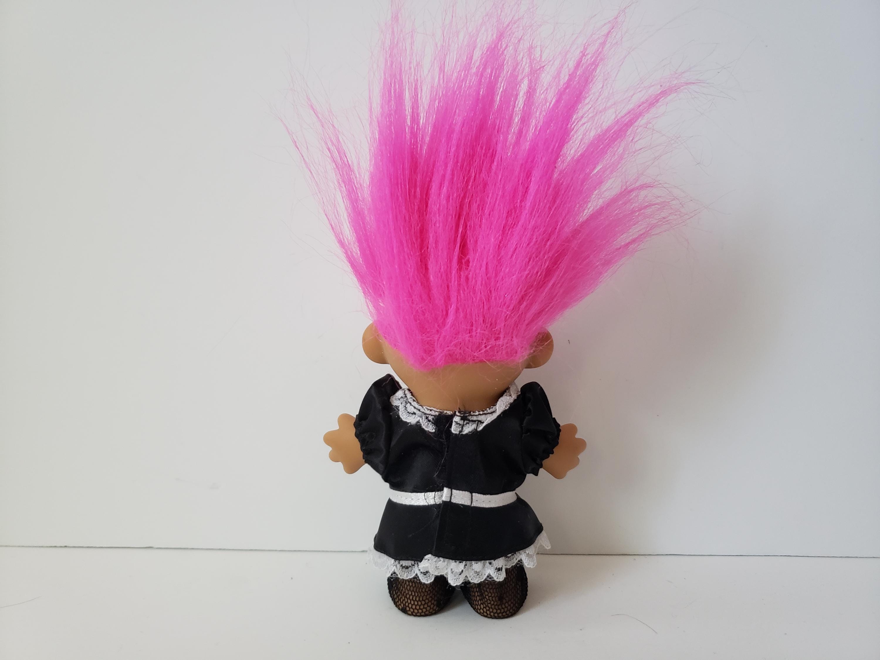 Vintage Russ Troll Doll French Maid Pink Hair Trolls 5