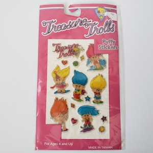 Troll Doll Sticker Collections, Vintage Treasure Troll Stickers Lot, Birthday Party Favors, Stationary Stickers, NOS, New Unused In Package