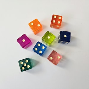 Lot of Colored Dice, 16mm, Rainbow Transparent Dice, Extra Board Game Pieces, Crafts Fun Gift Unique Present