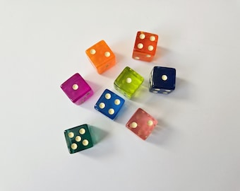 Lot of Colored Dice, 16mm, Rainbow Transparent Dice, Extra Board Game Pieces, Crafts Fun Gift Unique Present