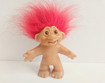 Muñeco troll antiguo de Dam, pelo rojo, 5" Trolls