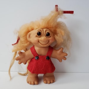 Vintage Dam Troll Doll, Peach Hair, 6&quot; Trolls, 1960s, 60s Troll Made In Denmark